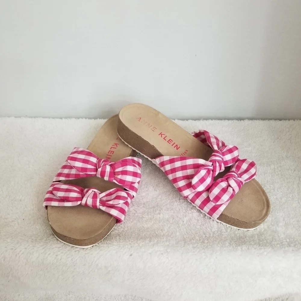 Anne Klein Flex Pink Gingham sandals